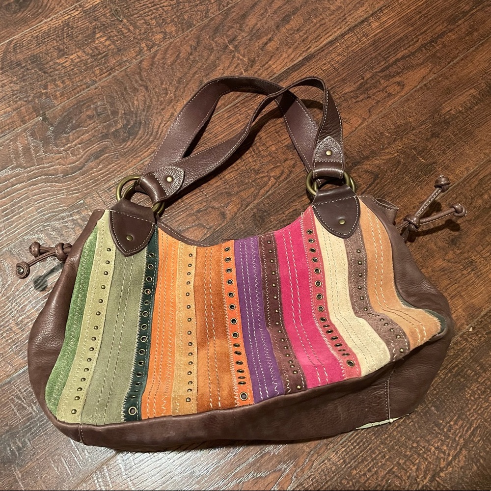 Fossil Multicolor Suede Hobo Bag